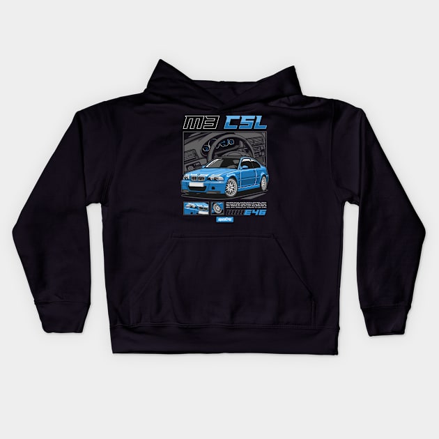 BMW E46 M3 CSL Kids Hoodie by squealtires